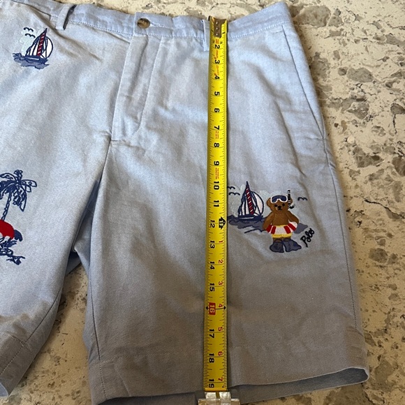 Polo Ralph Lauren Beach Bears Light Blue Embroidered Shorts Size 33 - Picture 11 of 11